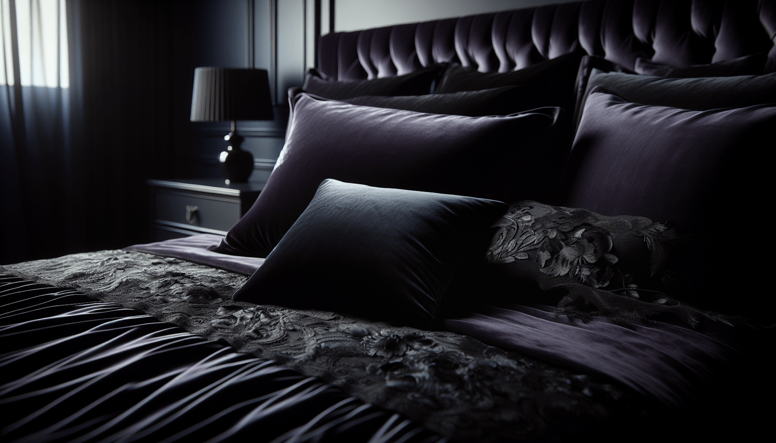 the elegance of a dramatic dark toned bedroom