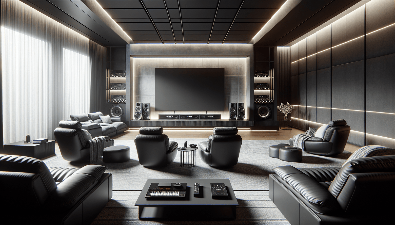 the essentials of a sleek modern media room 1